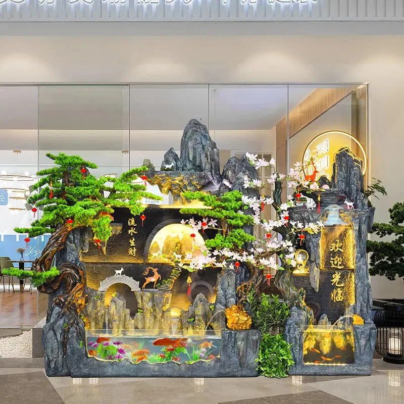 custom.2Large fountain living room entrance, feature fish pond, floor-standing Zen garden fountain