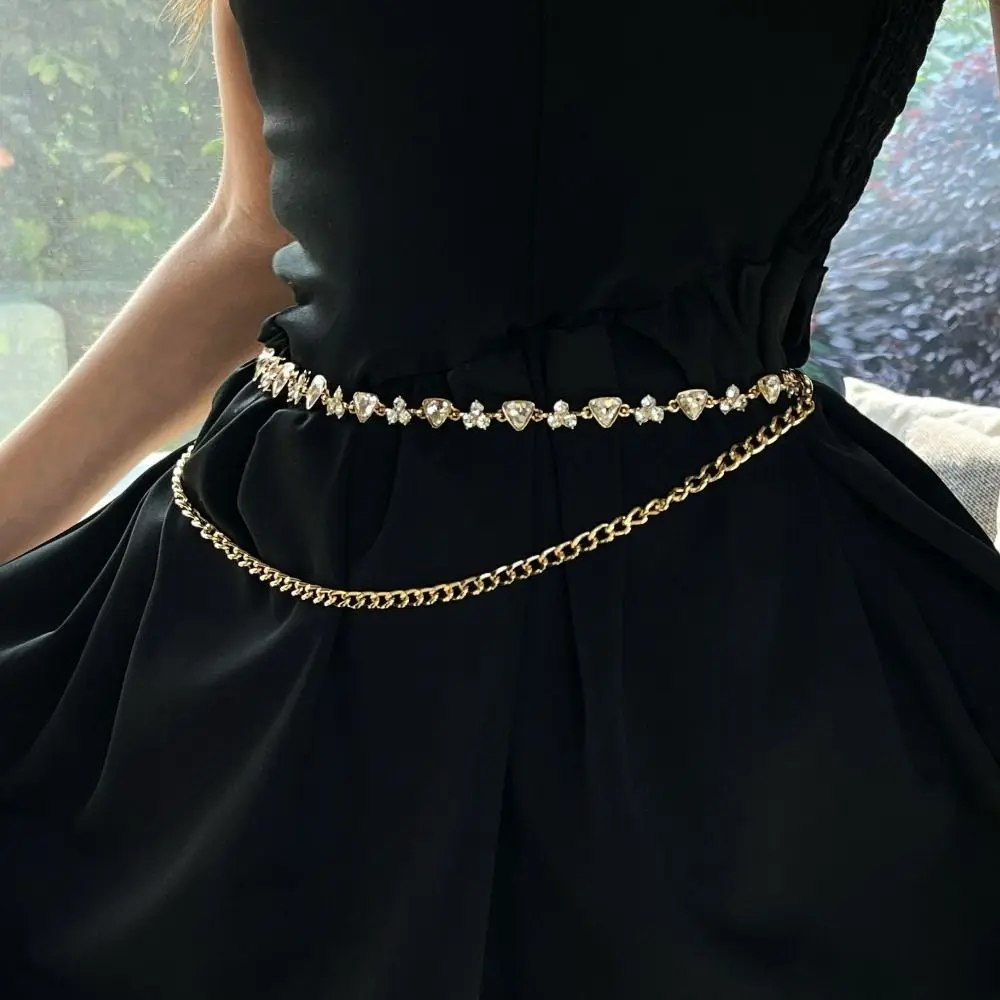Elegant Adjustable Pearl Waist Chain Dress Decor All-match Rhinestone Waistband Luxury Korean Style Belly Belt Party