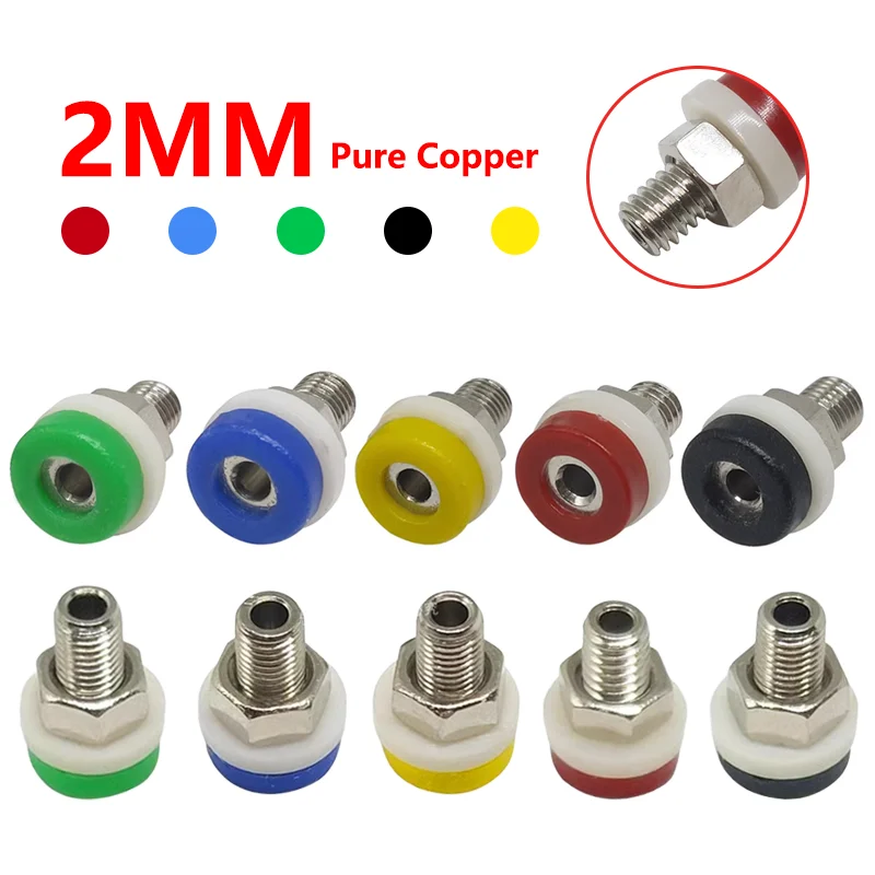 

40PCS 2mm Banana Socket Jack for 2mm Banana Plug Test Connector Insulated Socket Small Terminal Pure Copper Red Black Blue