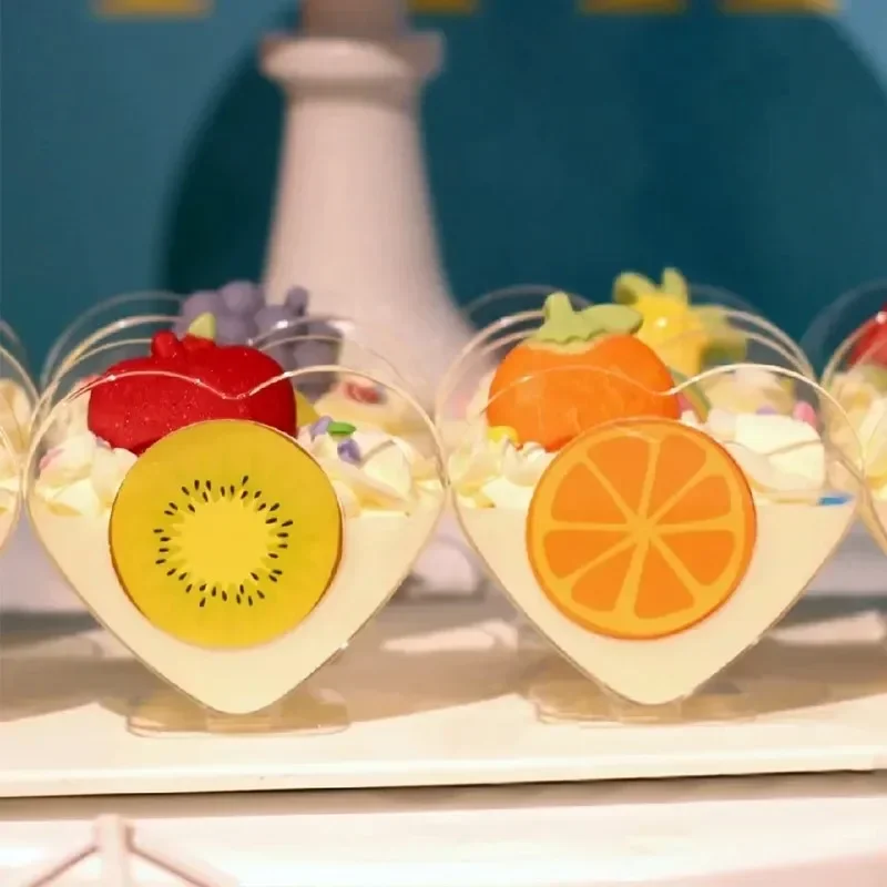 10 Uds.-taza de mousse en forma de corazón, taza de pudín, taza de gelatina en forma de corazón, taza de tiramisú, taza de postre, taza de postre de plástico