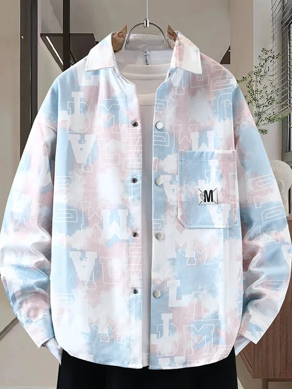 

Мужская повседневная рубашка с длинным рукавом и принтом тай-дай, свободного кроя, модная, весенне-осенняя верхняя одежда из дышащего полиэфирного волокна