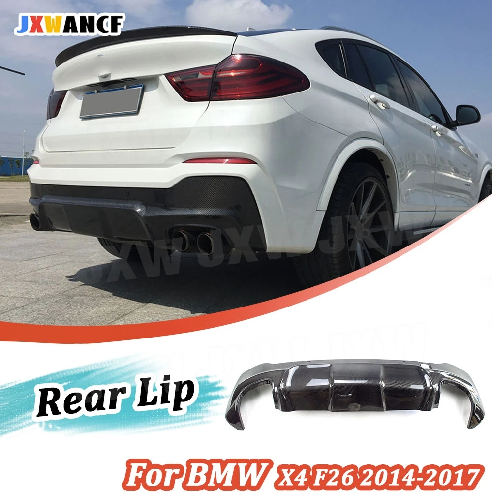 

JXWANCF For BMW X4 F26 M-Sport 2014-2017 3D Style Car Rear Lip Diffuser Spoiler Carbon Fiber Back Bumper Trim Cover FRP
