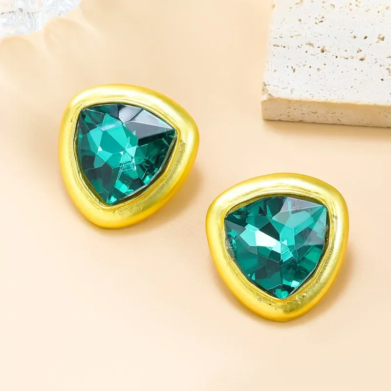 Draweye Geometric Stud Earrings for Women Rhinestone Vintage Ins Fashion Jewelry Simple Office Lady Elegant Aretes De Mujer