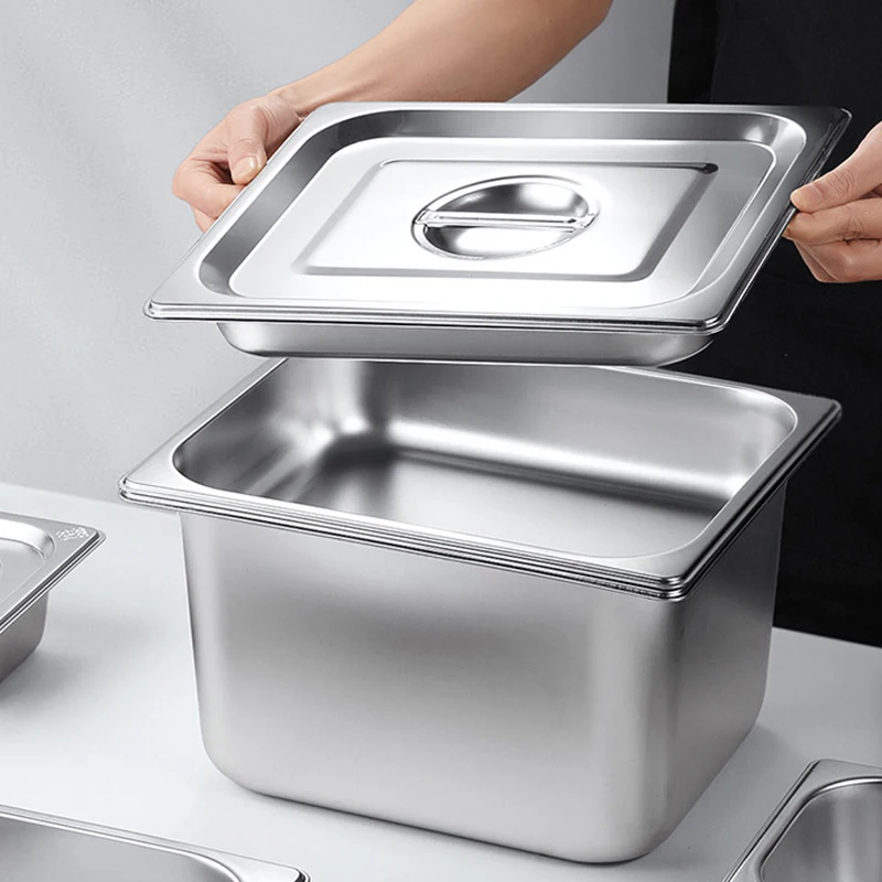 Stainless steel square tank box with cover spice jars basin Rectangle tray basin restaurant milk tea shop seasoning box with lid