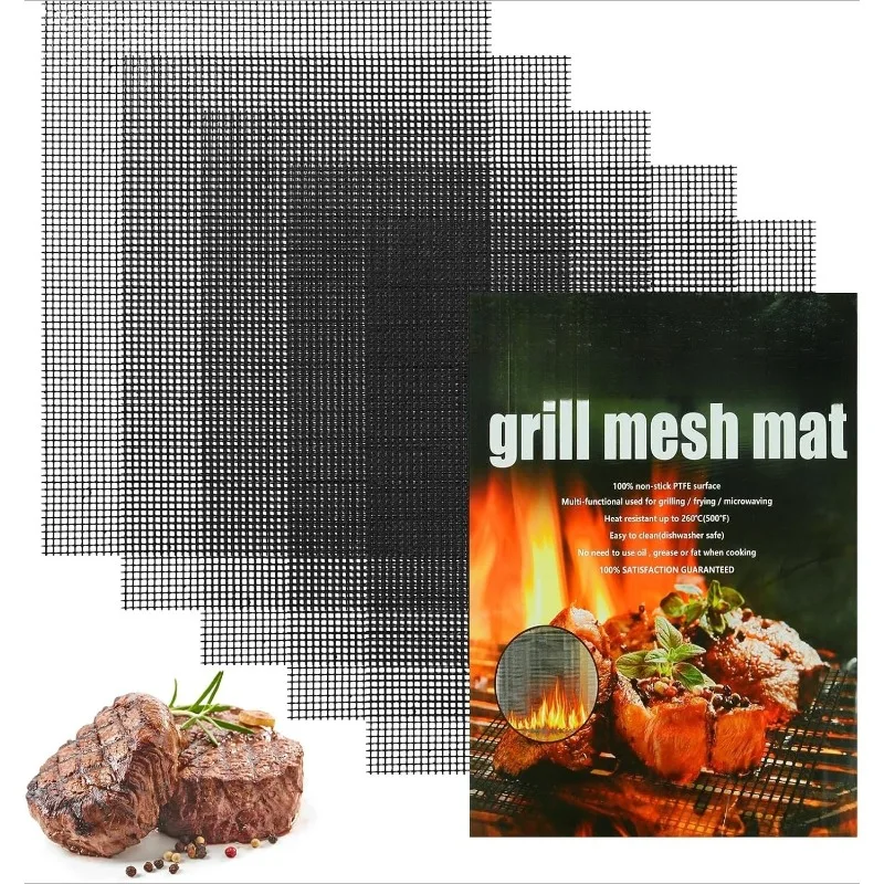 Grill Mesh Mat Set 5  Reusable Non-Stick Grill Mat BBQ Grilling Mat Sheets for Outdoor Smoker Charcoal Gas Electric Grill BBQ