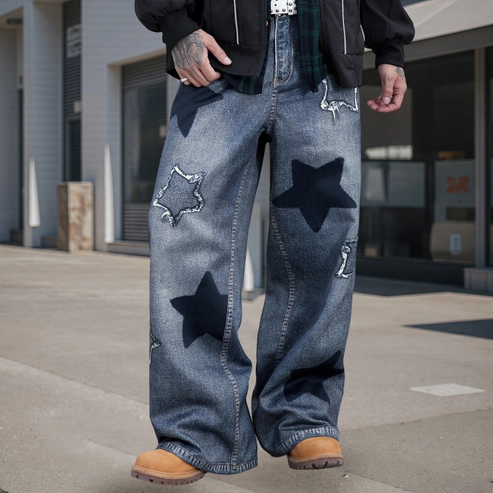 男性ジーンズアーバンクールスタールーズカジュアルジーンズズボンストリート日常着ストリート
