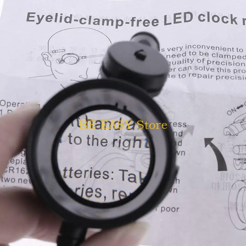 E28F LED 15X Magnifier Eye Loupe with for Head Band Jewelers Glass Watchma