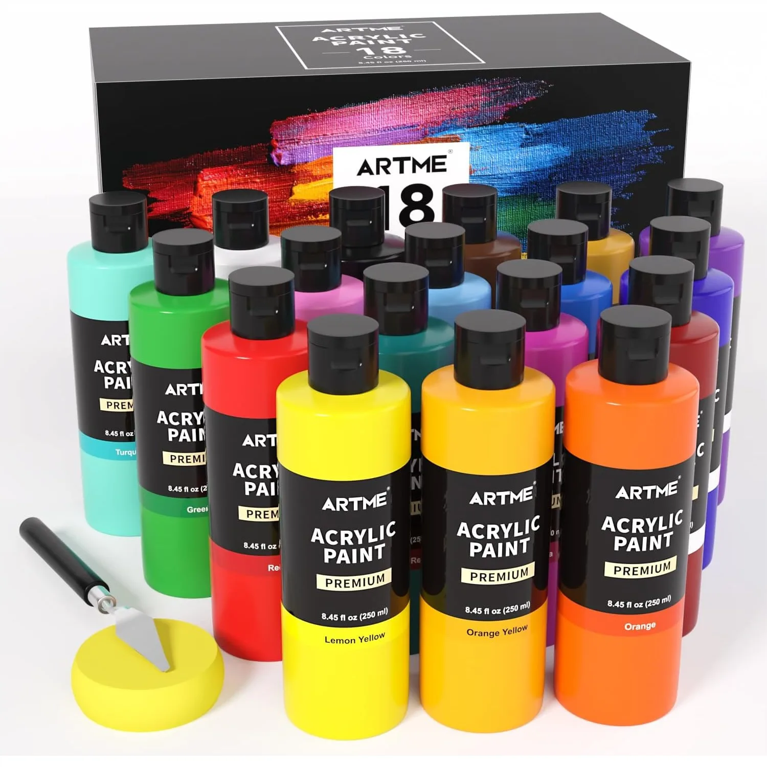 

18 Colors Acrylic Paint Set, 8.45oz/250 ml Large Bulk Paints for Artists Beginners on Canvas Wood Rocks Ceramic