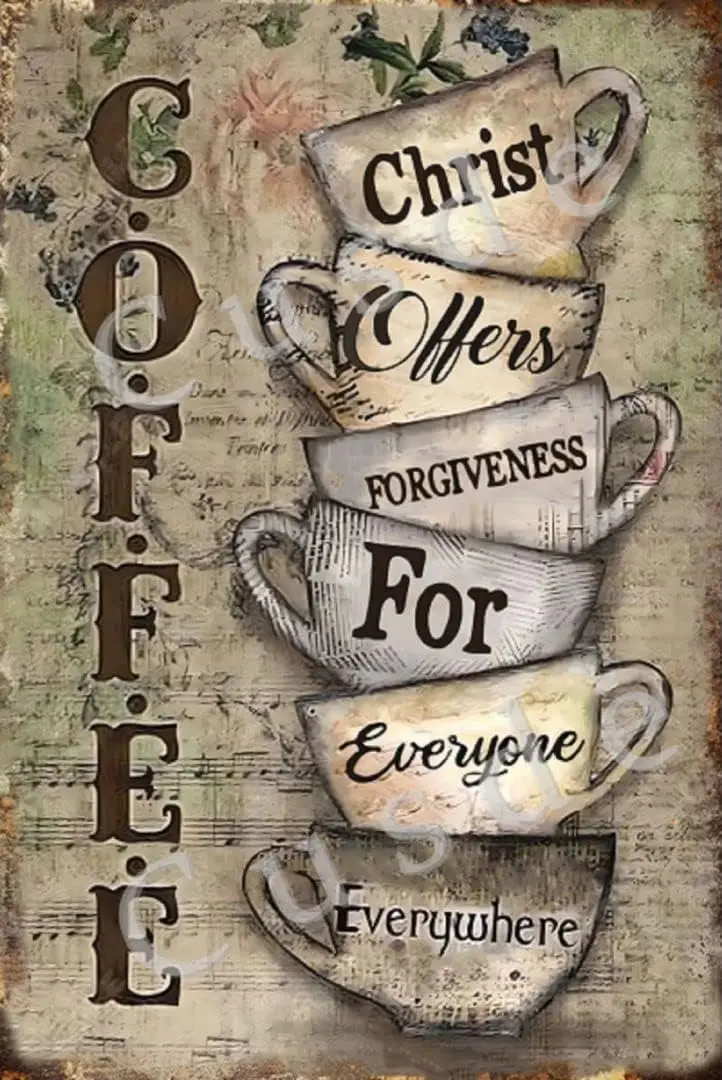 Cusde Coffee Metal Sign Tin Christ Offers Forgiveness Vintage Wall Decoration Home Wall Art Cafe Coffee Bar Club Restaurant sign