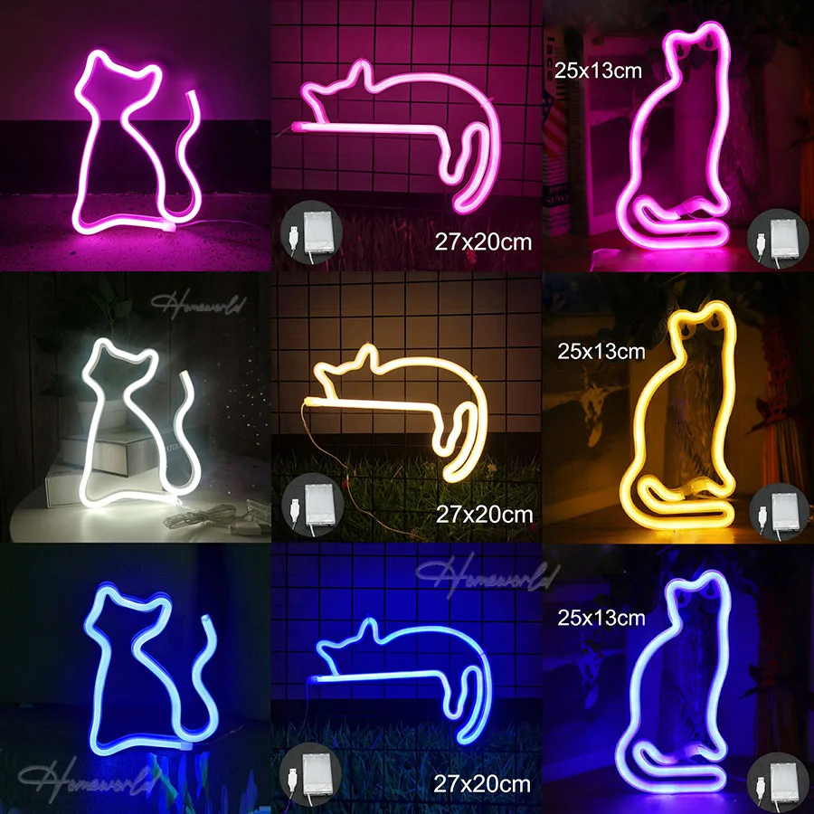 

Cat LED Neon Sign Animal Decoration Lamp Night Light USB / Battery Powered Custom Wall Art Decor Room Bedroom Birthday Gift Shop