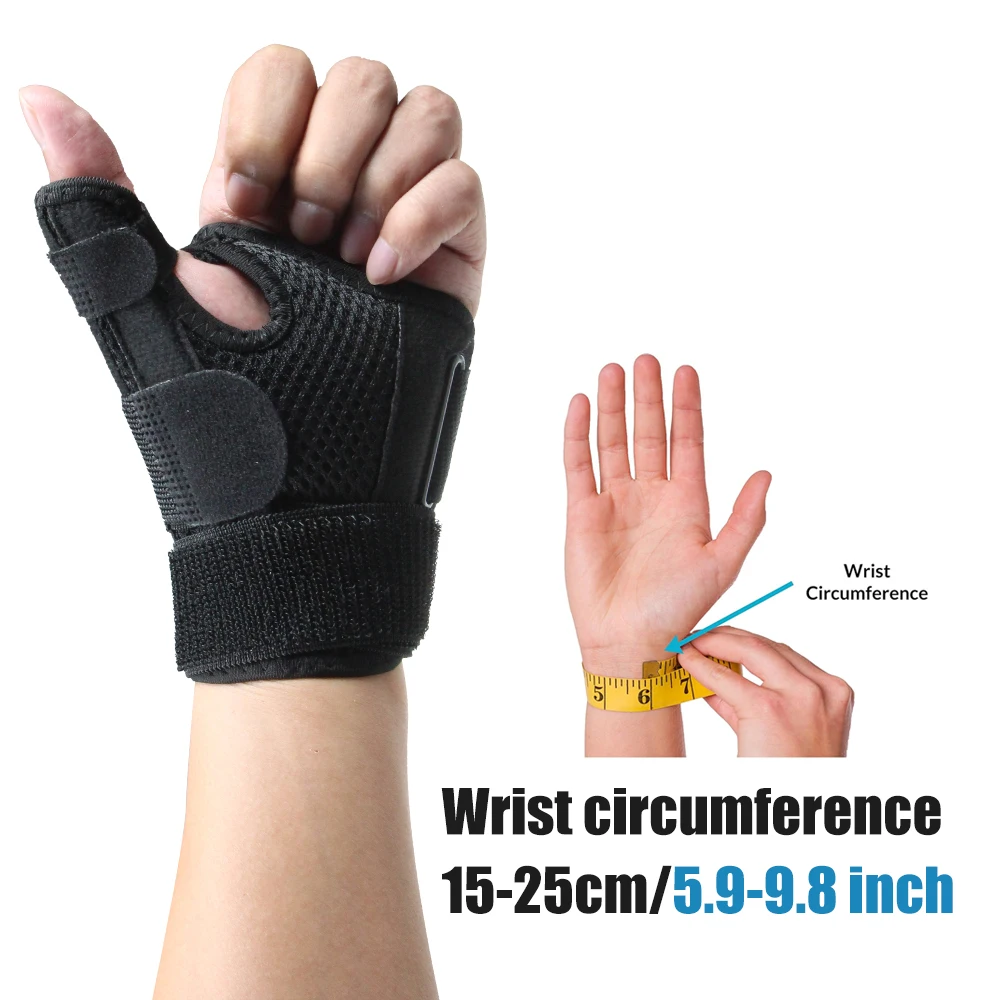 Thumb Support Brace for Tendonitis & Arthritic Pain, Breathable Stabilizer Wrap Fit Most Adults, Wearable on Either Hand Easily