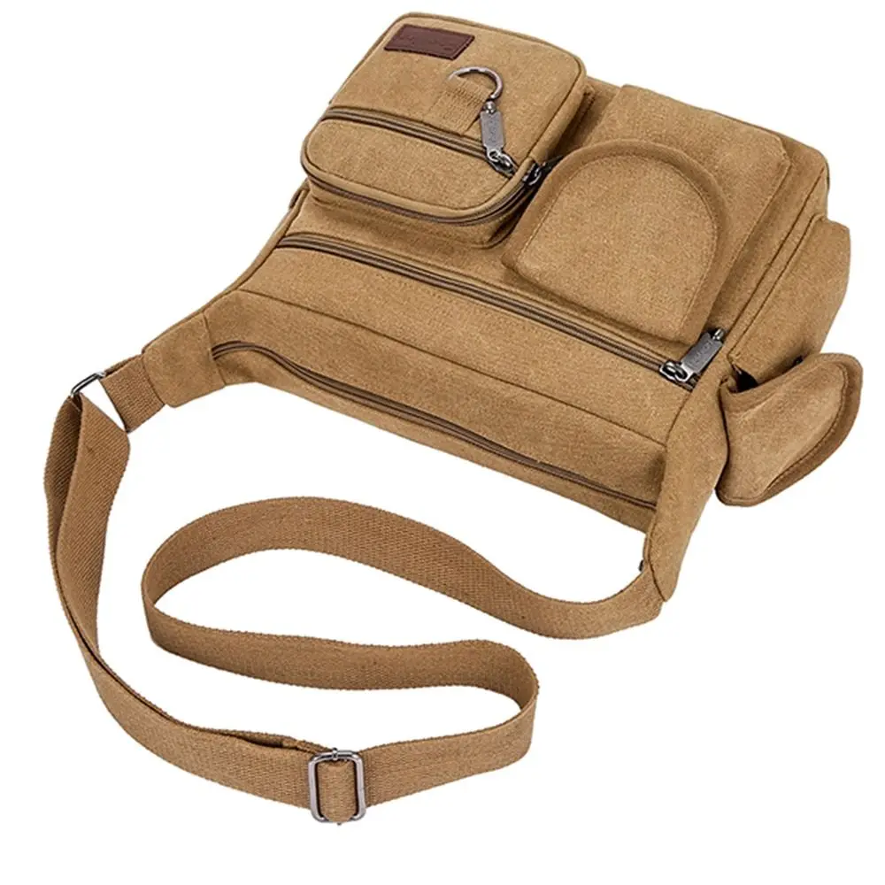 

Portable Canvas Shoulder Belt Bags Leisure Retro Male Shoulder Bag Casual Wear-resistant Single-shoulder Bag Outdoor