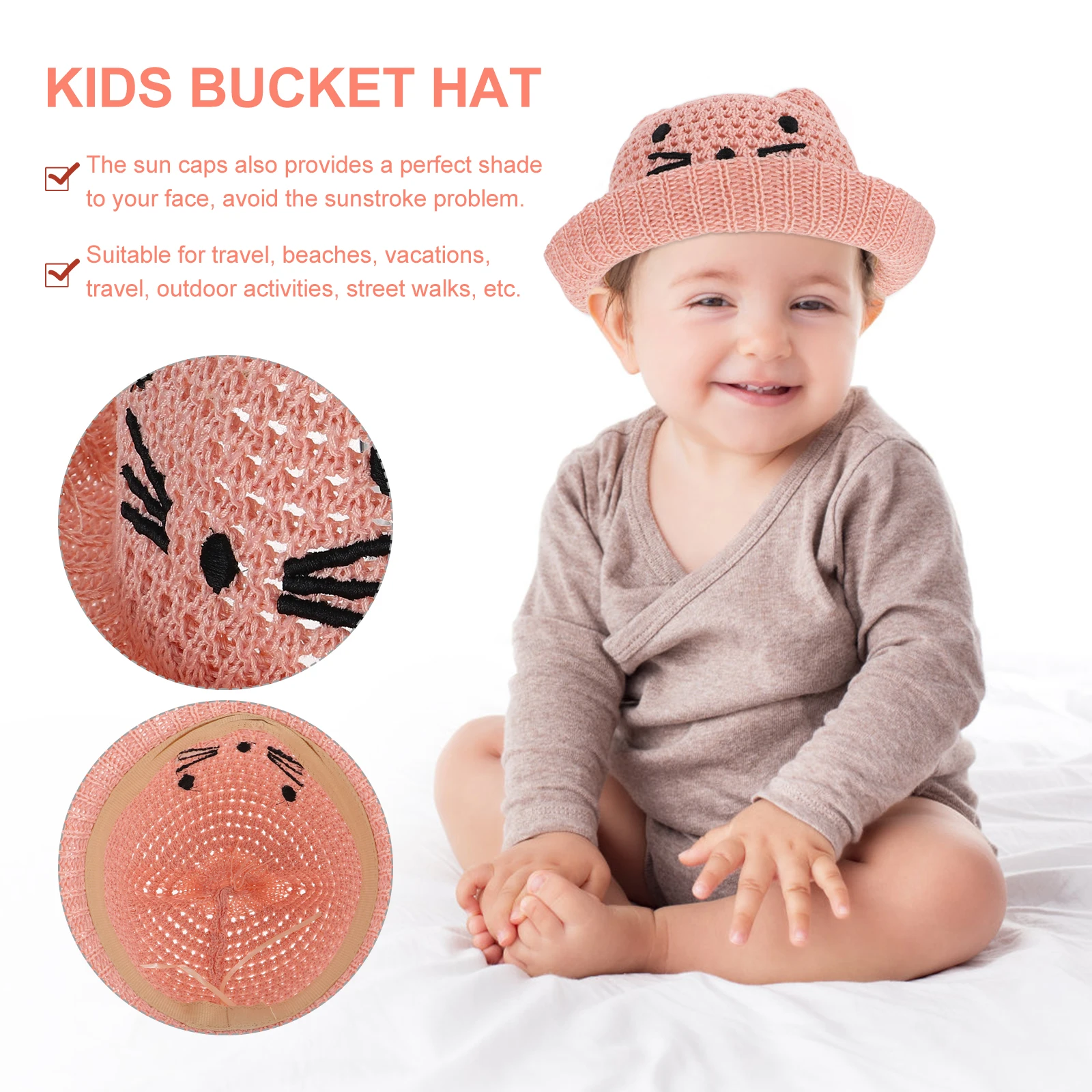 

Lovely Cartoon Sun Cotton Polyester Folding Bucket Summer Children Face Protection Beach Outdoor Travel Vacation Breathable