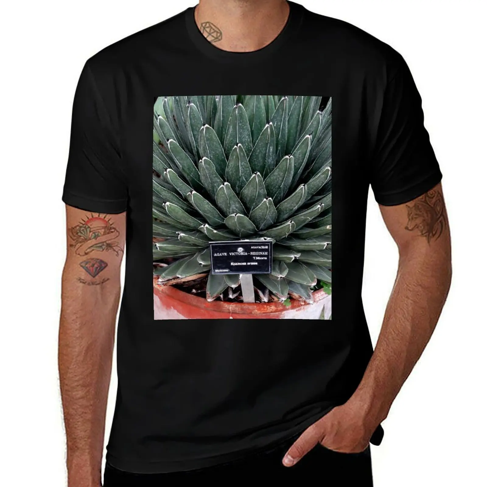 Agave Victoria Plant Photo T-Shirt Anti-Fade Casual Tee Shirt T-Shirt