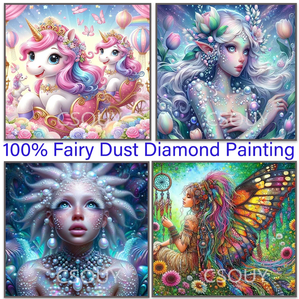 

Cartoon Lady Girl 100% Fairy Dust Square Drill Full Diy Diamond Painting Cross Stitch Crystal Embroidery Mosaic Decor Needlework