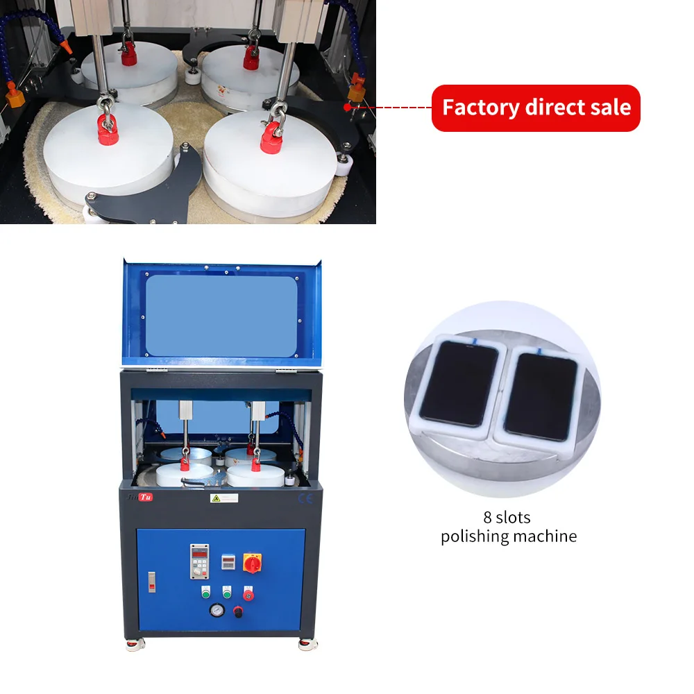 JiuTu Newest 8 Slot Mobile Phone Glass Polishing Machine For IPhone Screen Remove Scratches