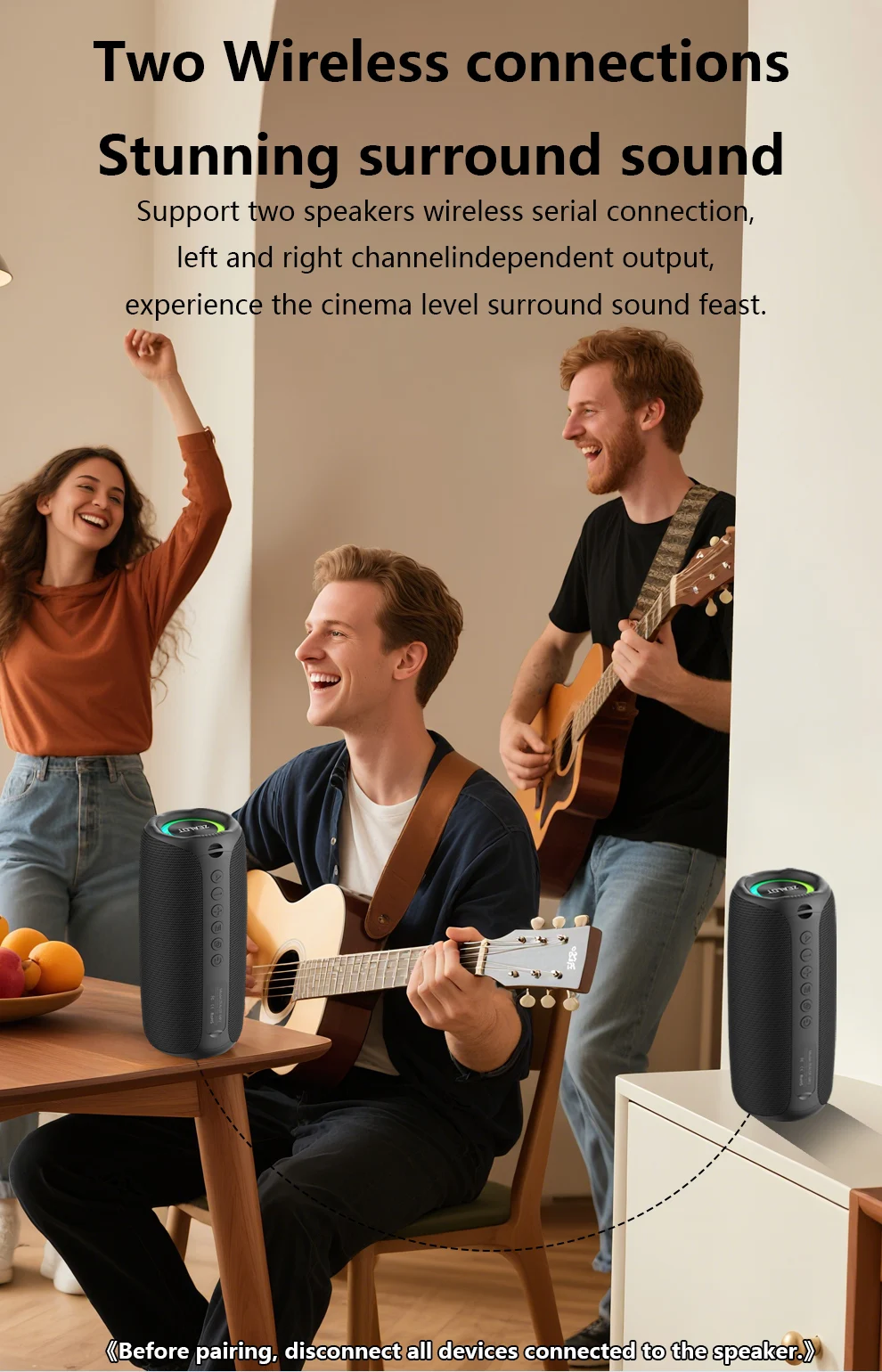 ZEALOT-MP2 Tragbarer kabelloser Lautsprecher, 20W, Bluetooth 5.4, Outdoor-Camping-Lautsprecher, wasserdichter Lautsprecher, 15 Stunden Wiedergabezeit – Detail 13
