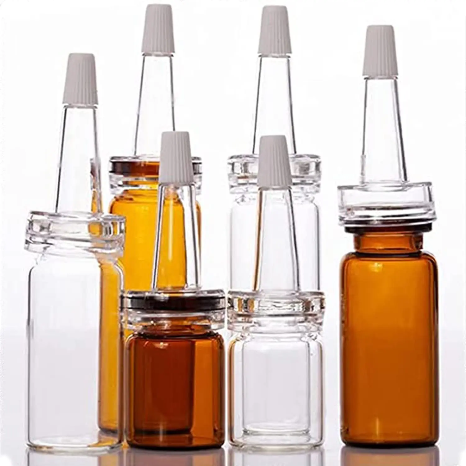 50Pcs 13/20 Tooth Glass Dropper Cap Serum Vial Trumpet Dropper Head Cap Eye Dropper Bottle Cap for Travel Test Sample Perfume