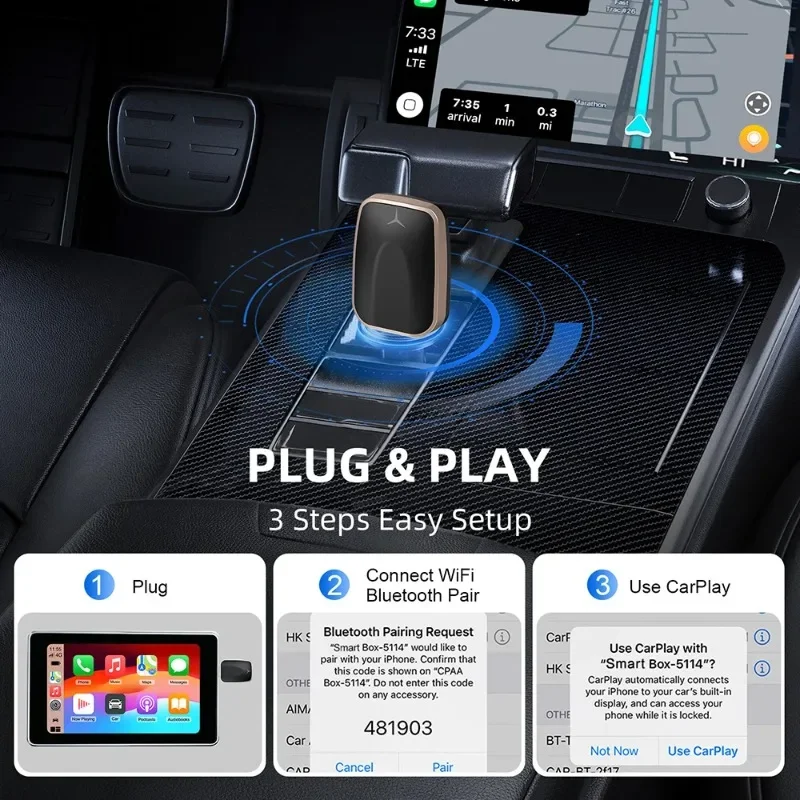 محول Carplay اللاسلكي اللاسلكي Android Auto Ai Smart Box أنظمة السيارة الذكية للسيارة