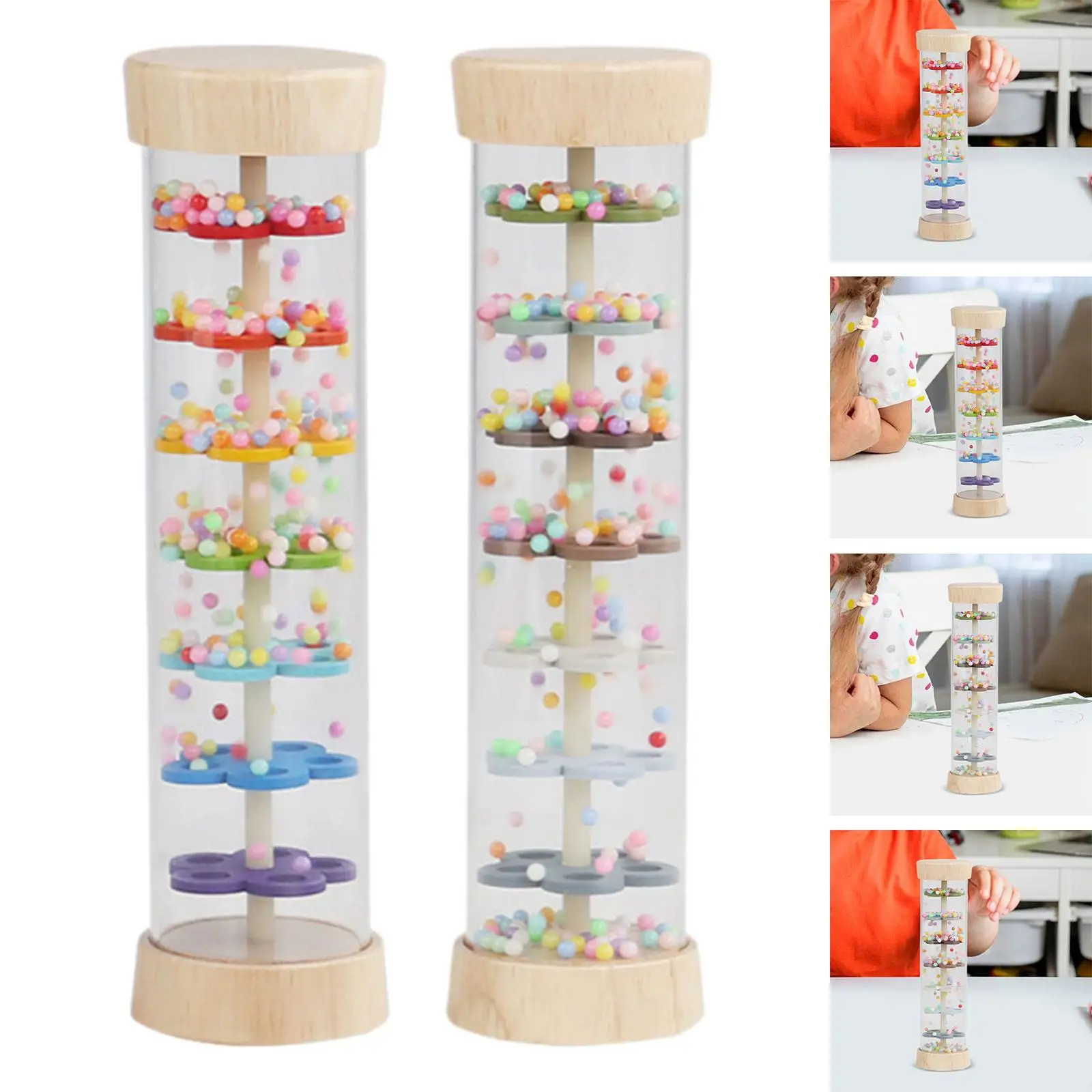 Rainmaker Rain Sound Tube Sensory Development สีสันลูกปัด Raindrop สําหรับเครื่องมือการสอนก่อนวัยเรียน Travel ของเล่นเด็กทารกสาว