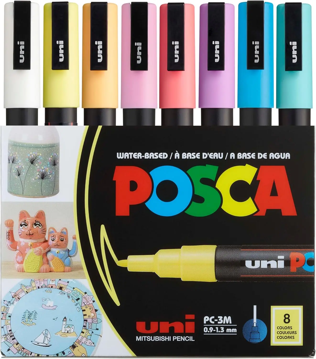 

8 Fine Paint Markers Set, Soft Tones with Reversible Tips for Canvas Fabric Metal, 0.9-1.3mm Bullet Nib