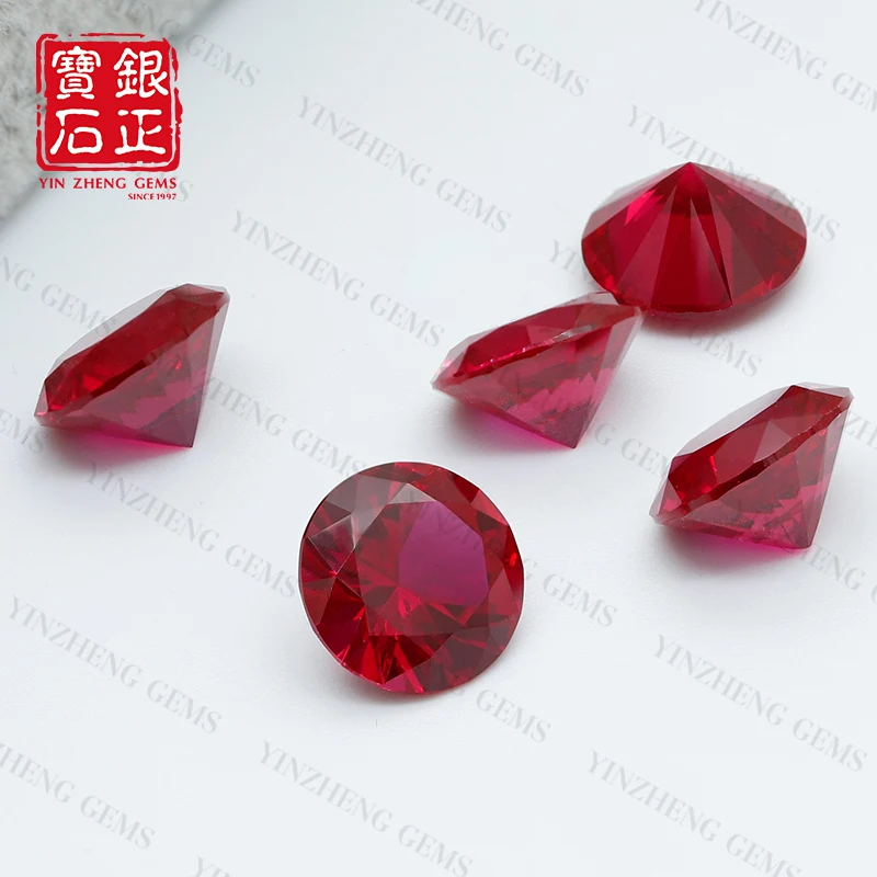 

3.0-10.0mm Lab Grown Ruby Flame Melted Ruby Synthetic Round Shape Corundum With AGL Certificate For Making Jewelry Loose Stone