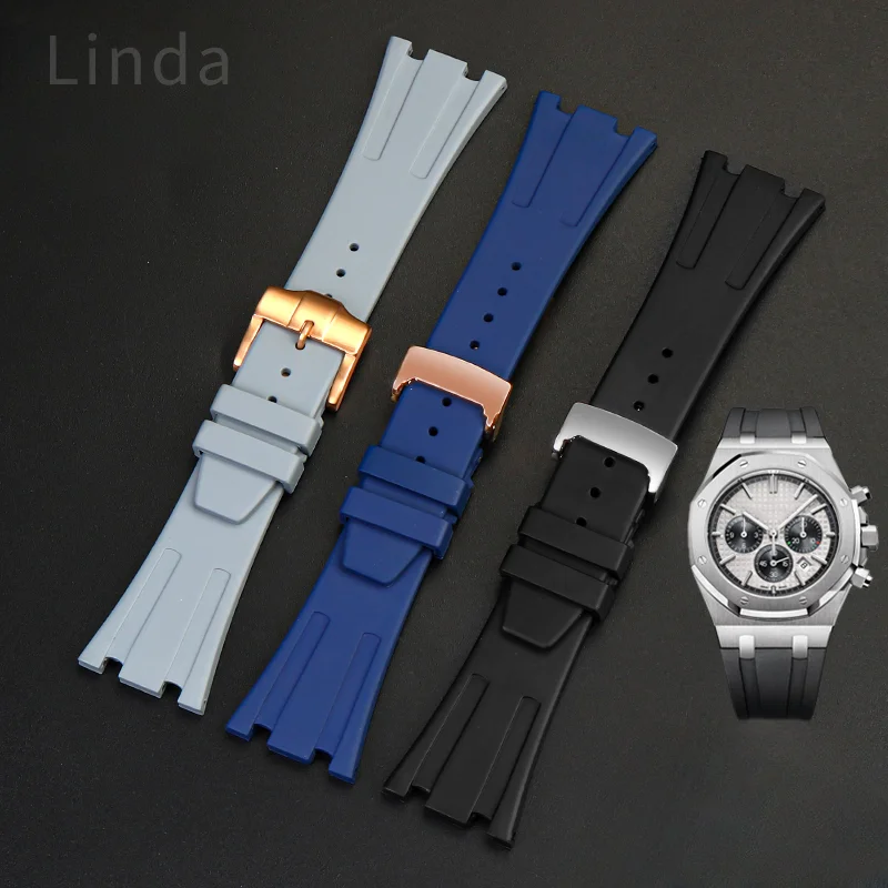 Watch Band for Ap Royal Oak Blue Green Waterproof Sweat-Proof Men Women 15400/26331/15500 Durable Silicone Rubber 27 28mm