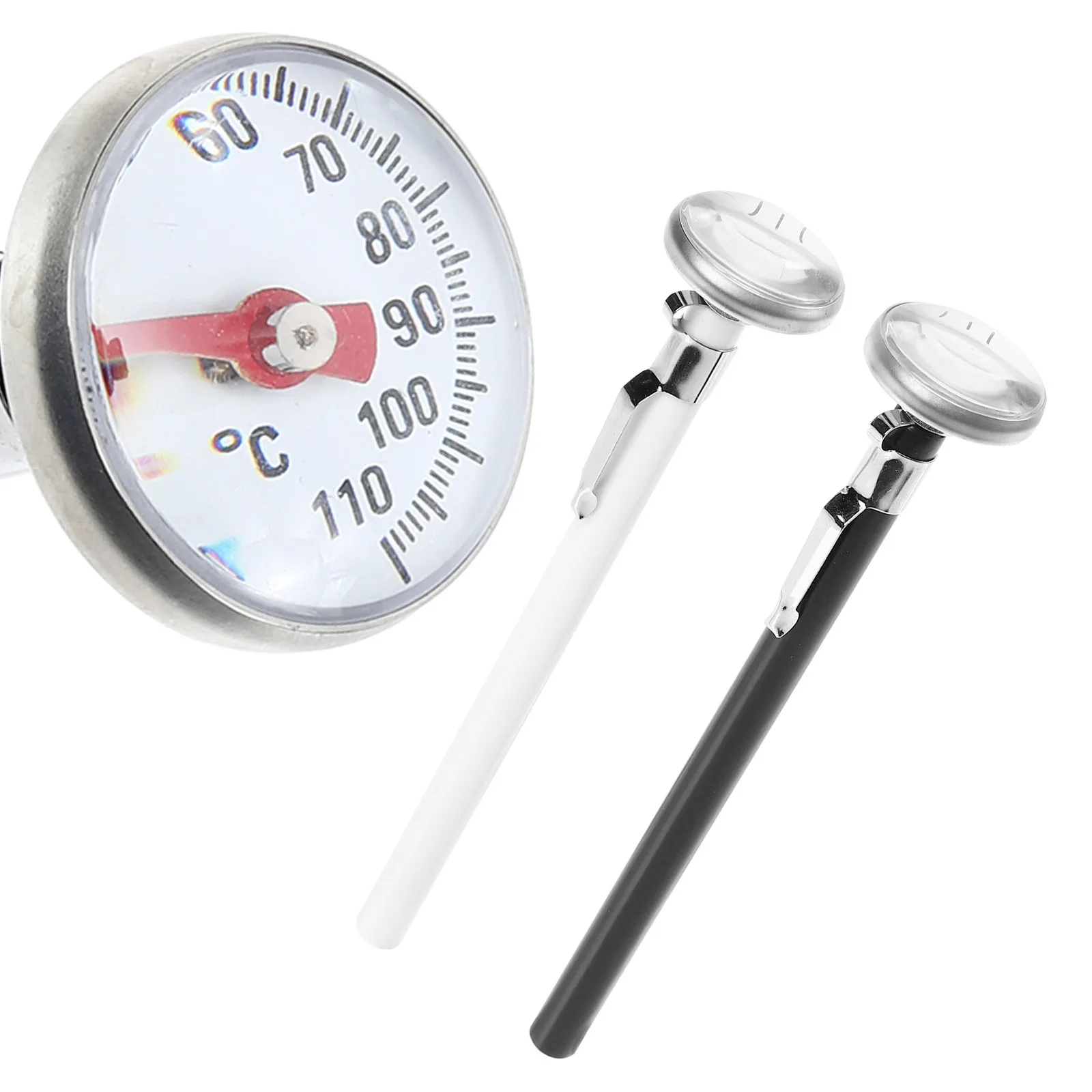 2pcs Water Temperature Thermometer Stainless Steel Plastic Long Probe for Milk Coffee Tea Espresso Accurate Measurement Easy
