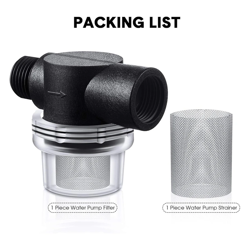 AB42-Water Pump Strainer Filter Set Include Twist On Pipe Strainer And Extra 50 Mesh Filter Screen,RV Replacement 1/2 Filter