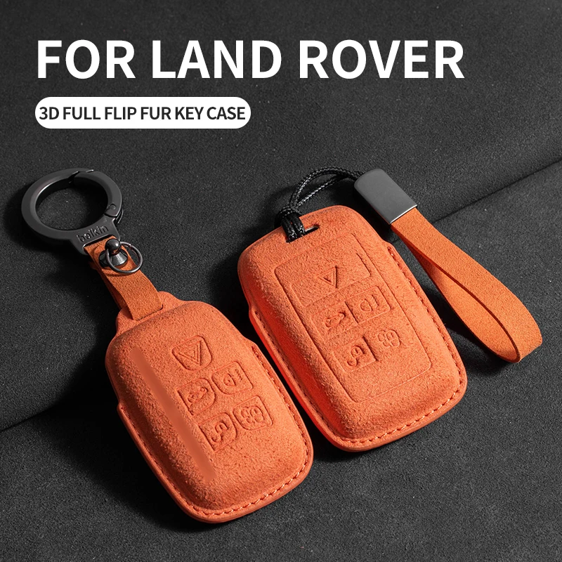 Custodia chiave auto per Land Rover Range Rover Sport Evoque Freelander Velar Discovery 4 Jaguar XE XJ XF Portachiavi auto in pelle scamosciata