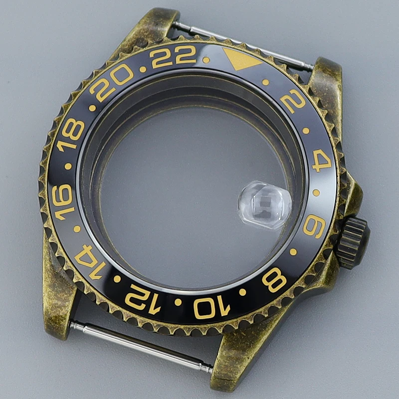 Bronze Retro Case 40mm Diver Watch Cases Sapphire Crystal 200m Waterproof Fit For Seiko NH35 NH36 NH34 NH38 4R36 GMT SUB Yacht