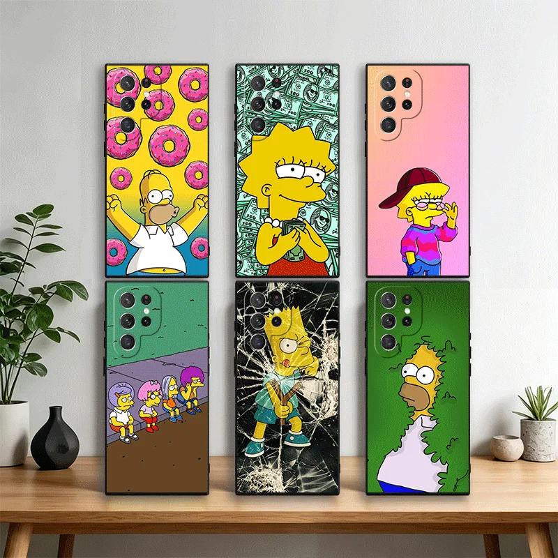 Cartoon Homers-S-Simpsons Phone Case Cover for Samsung Galaxy S22 S23 Plus S24 FE S25 Edge S26 Ultra S20 S21 + Black Soft Shell