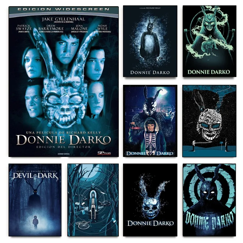 Película de terror clásica, póster de Donnie Darko, lienzo minimalista terrorífico, imagen de película impresa, arte de pared para decoración del hogar y la sala de estar