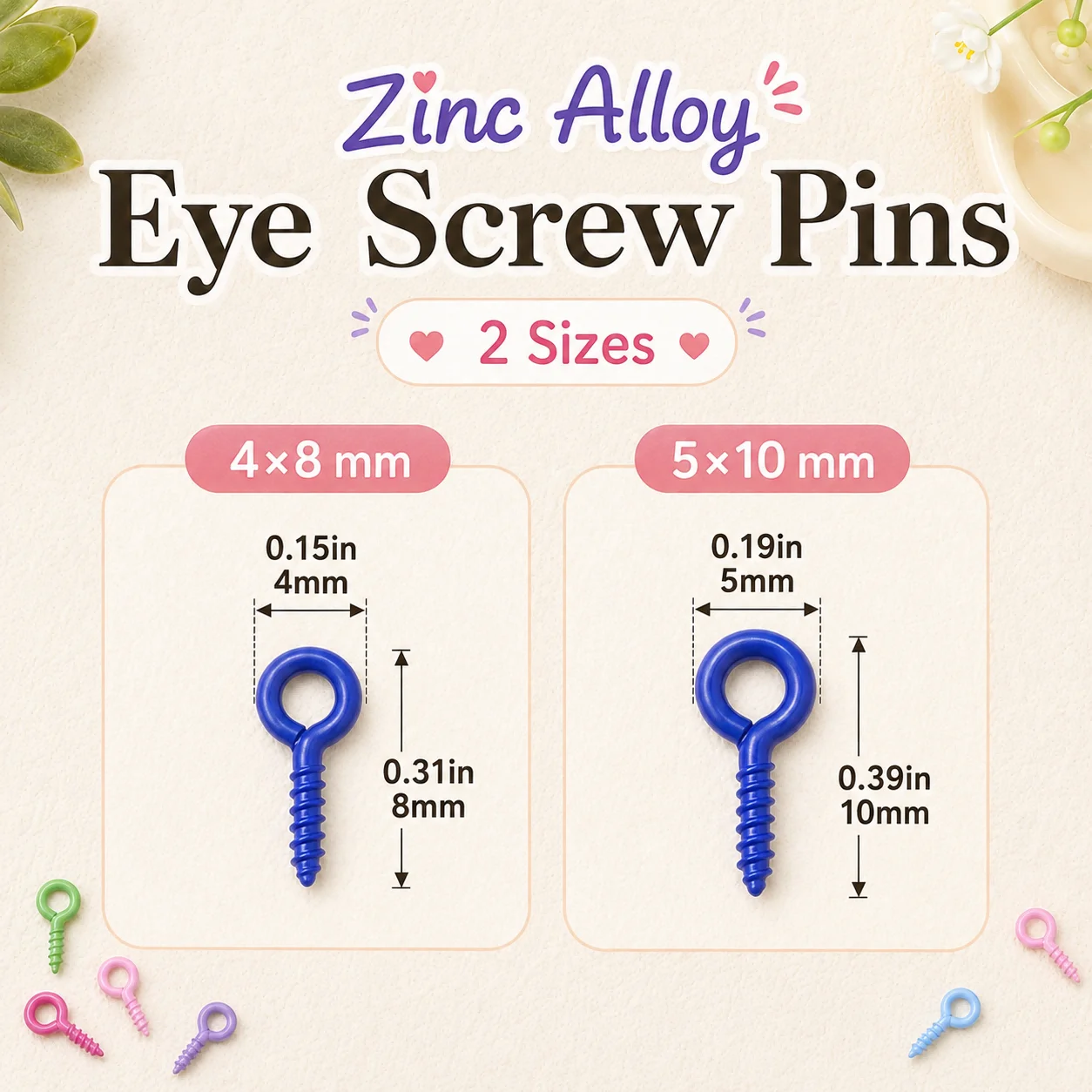 4x8mm Zinc Alloy Eyelet Studs Assorted Colors Handmade DIY Jewelry Making Bracelet Necklace Connectors and Accessories