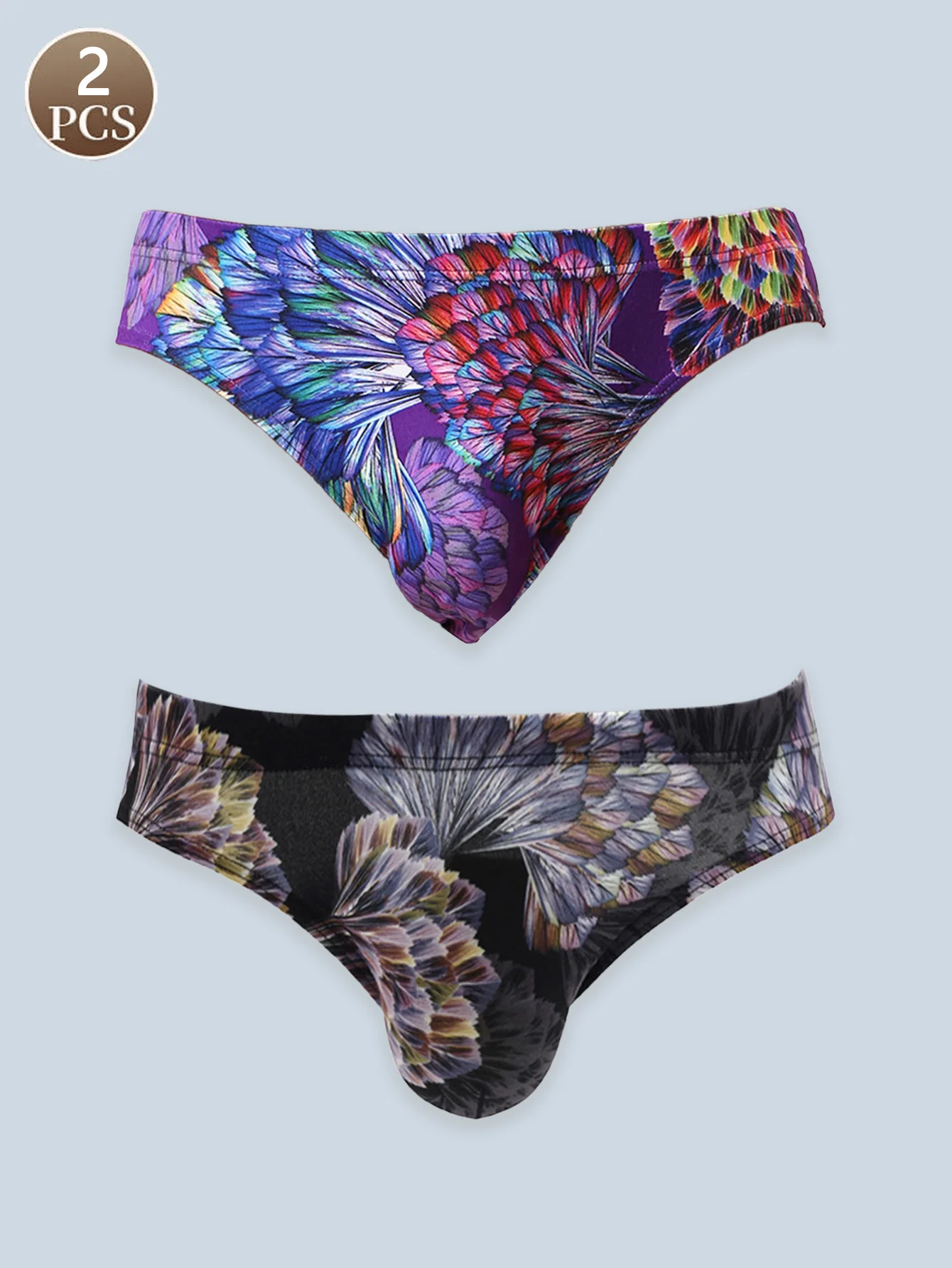 

2PCS Men's underwear European print triangle pants Loose and breathable Comfortable youth men's triangle pants