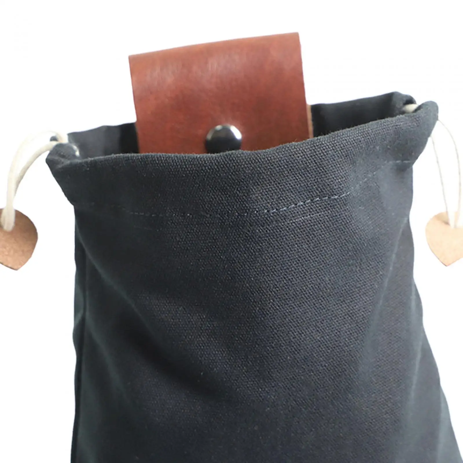 Heavy Duty Canvas PU Leather Foraging Bag Waterproof Collapsible Waist Tool Pouch Drawstring for Camping