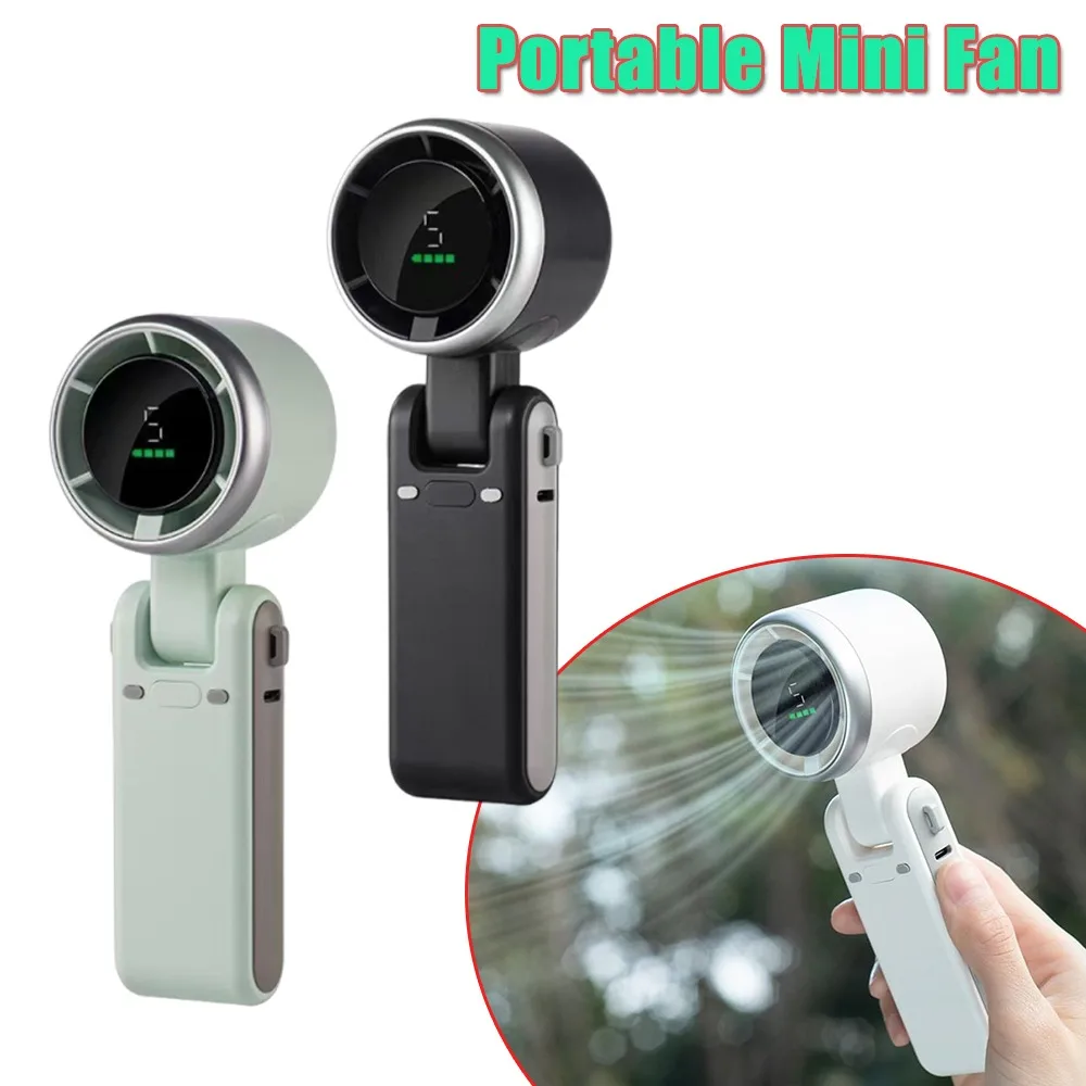

Wearable Outdoor Handheld Portable Fan Foldable Neck Hanging Turbo High Speed Strong Wind Personal Cooling Fan USB Rechargeable
