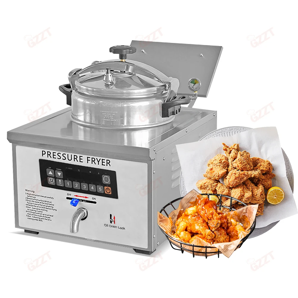 16L Stainless Steel Cooking Countertop Fried Chicken Duck Fish Meat Vegetable Chips Electric Pressure Fryer freidora a presion