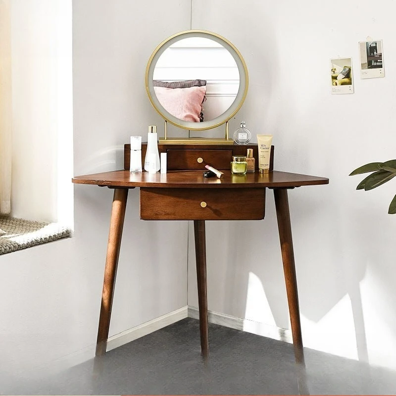 Corner dresser, small apartment Internet celebrity ins style bedroom solid wood dressing table