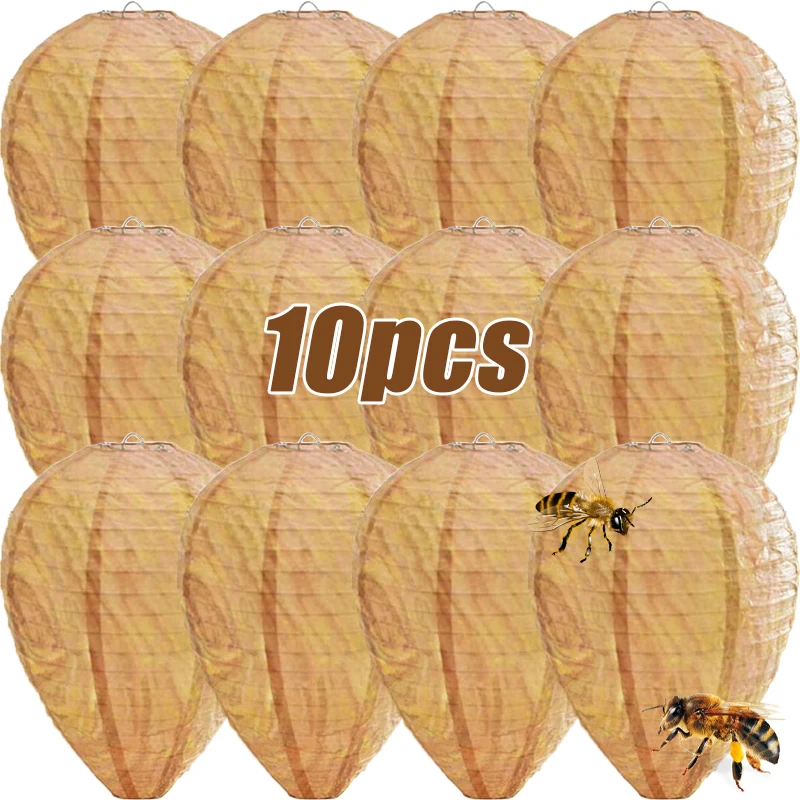 

1/10pcs Non-Toxic Fake Nest Bee Decoy Beehive Lanterns Waterproof Cloth Pest Control Wasp Paper Repellent Trap Hornets Deterrent