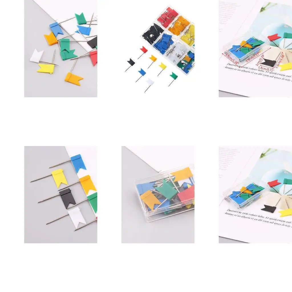 160Pcs Multi Color Flag shaped Push Drawing Pins Notice Cork Board Map Marker