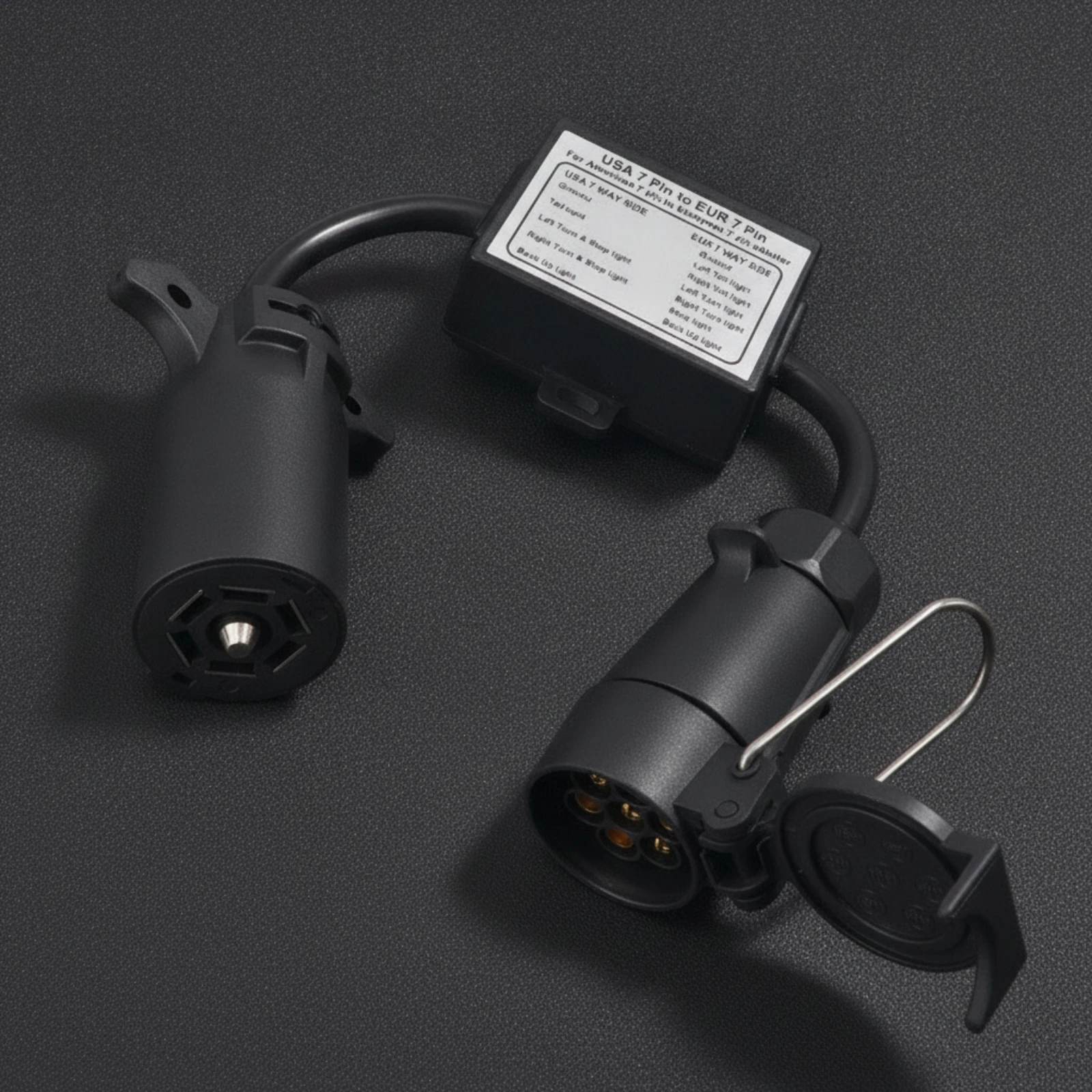 7-Pin to 7-Pin Adapter Long-Lasting Trailer Wiring Adapter Molded Plastic Black for Towing
