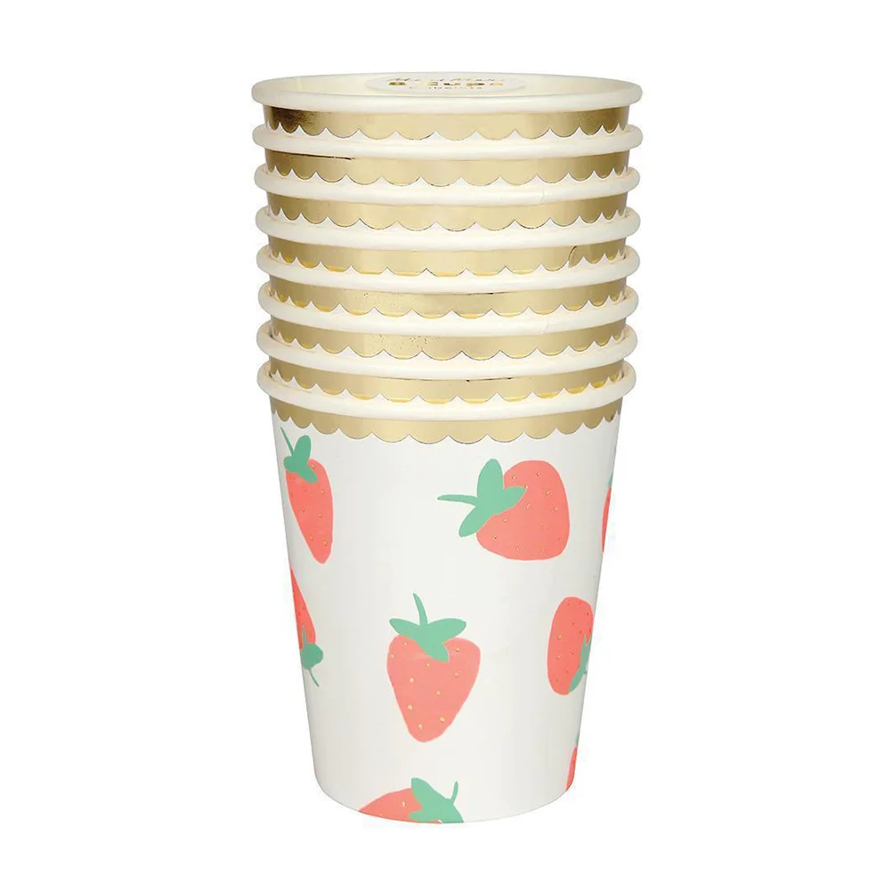 

40 Pcs Gold-stitching Strawberry Tableware Set Party Supplies Kit Fruit Paper Summer