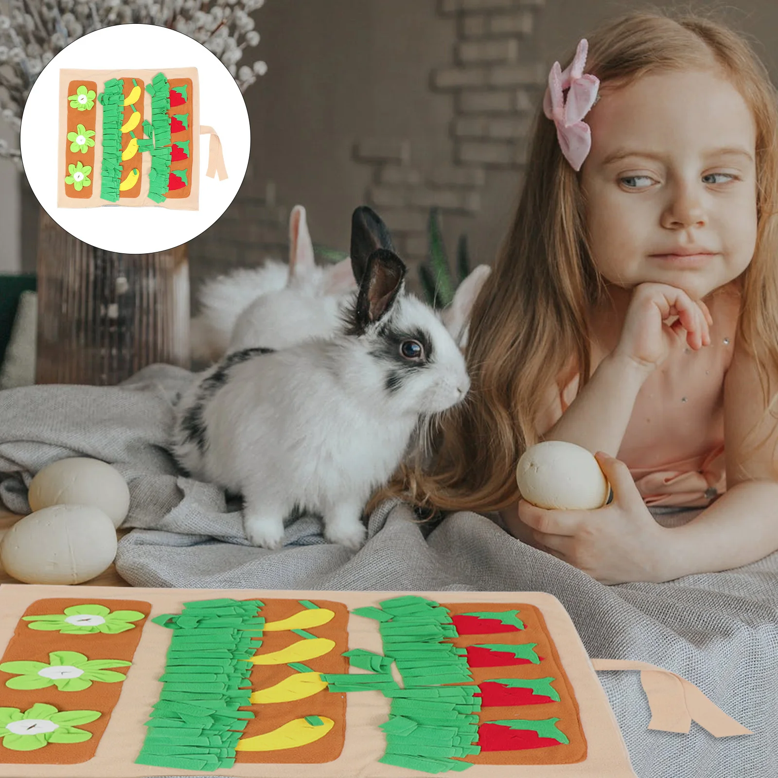 

Rabbit Foraging Mat Pet Feeding Snack Dispenser Slow Eating Training Pad Stimulates Instinct Corrects Habits Rabbit Foraging Mat