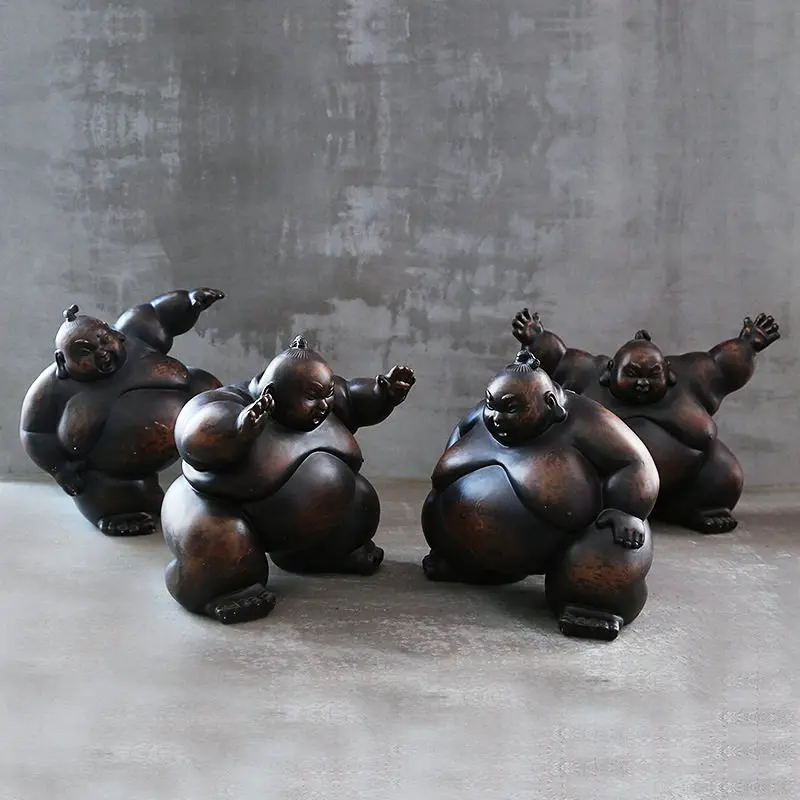 Traditional Japanese Sumo Wrestler Figurine, creative  Resin Statue, Unique Home Decor for Living Room & Office Desk