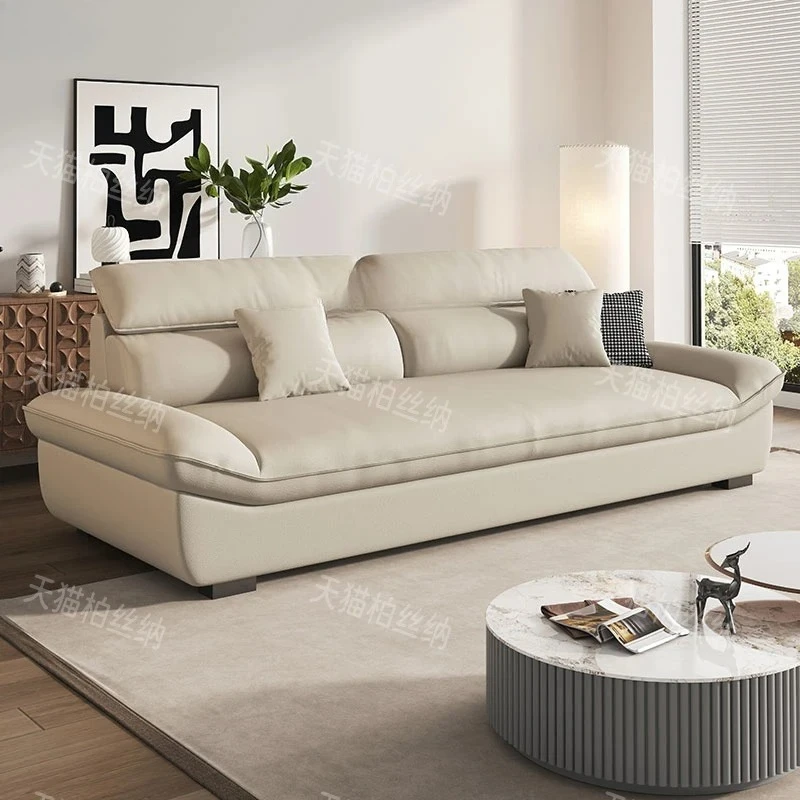 Cloud Sailing Sofa Cotton and linen Large Sitting Deep Small Apartment Living Room Straight Row Three-person Fabric Sofa