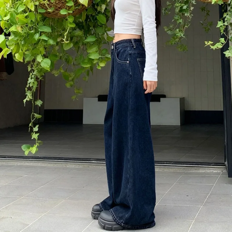 جينز نسائي شتوي Y2K واسع الساق من قماش الدنيم الحراري مبطن بالصوف الدافئ طراز كلاسيكي غير رسمي للطقس البارد #4