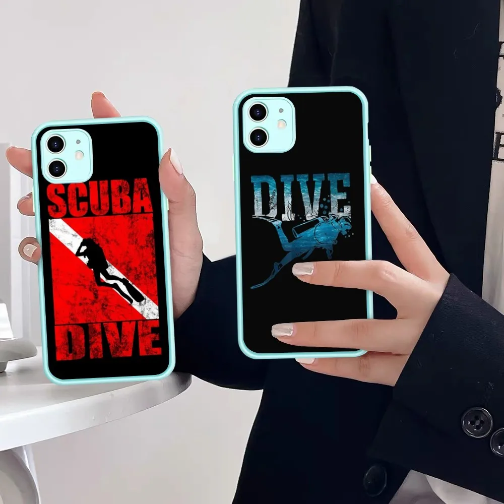 Scuba Diver Diving Phone Case For IPhone 14 X XR XS 7 8 Plus 11 12 13 Pro MAX 13mini Matte Shockproof Case