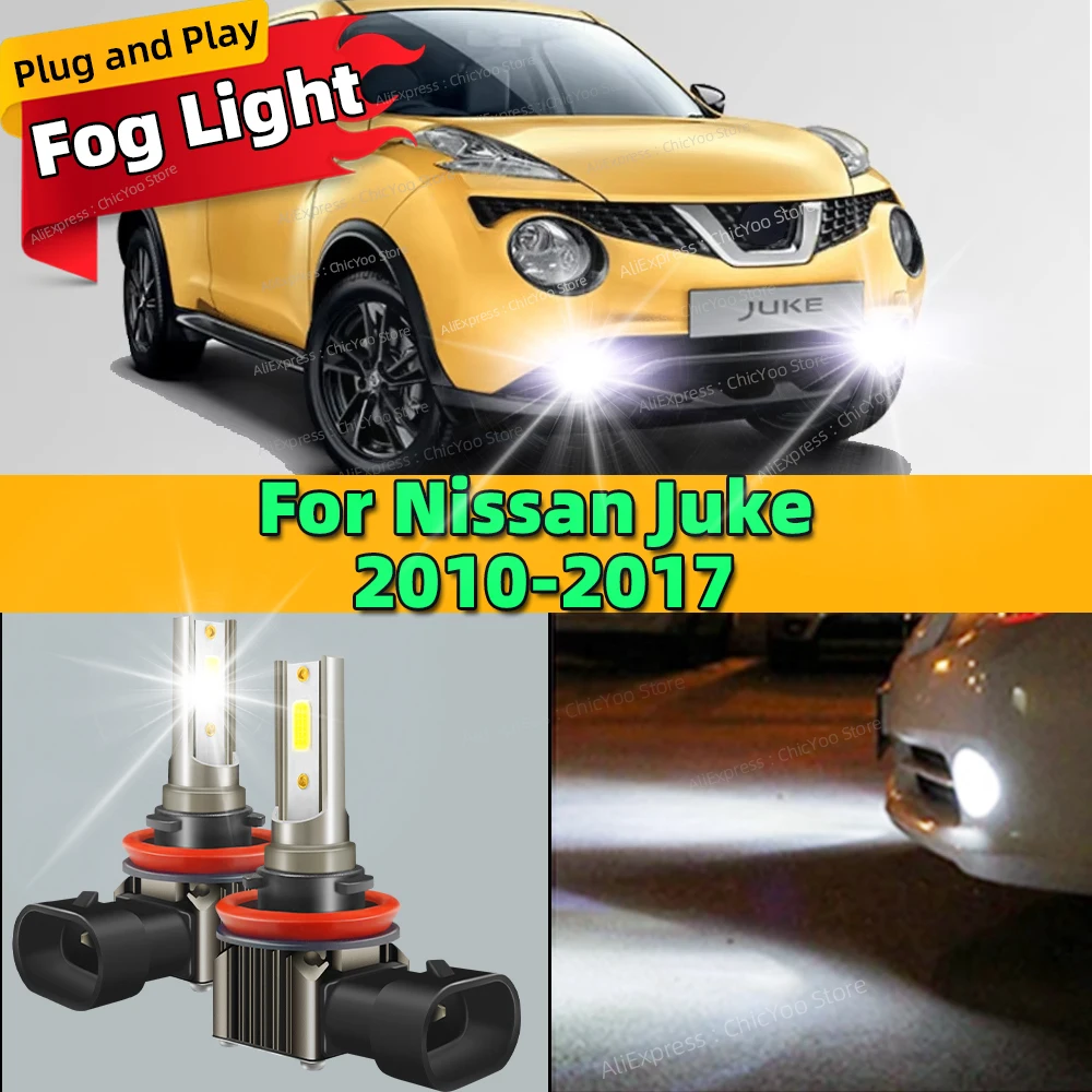 

2 шт. светодиодные лампы для противотуманных фар, аксессуары для передних противотуманных фар Canbus 6000K для Nissan Juke 2010-2017 гг.