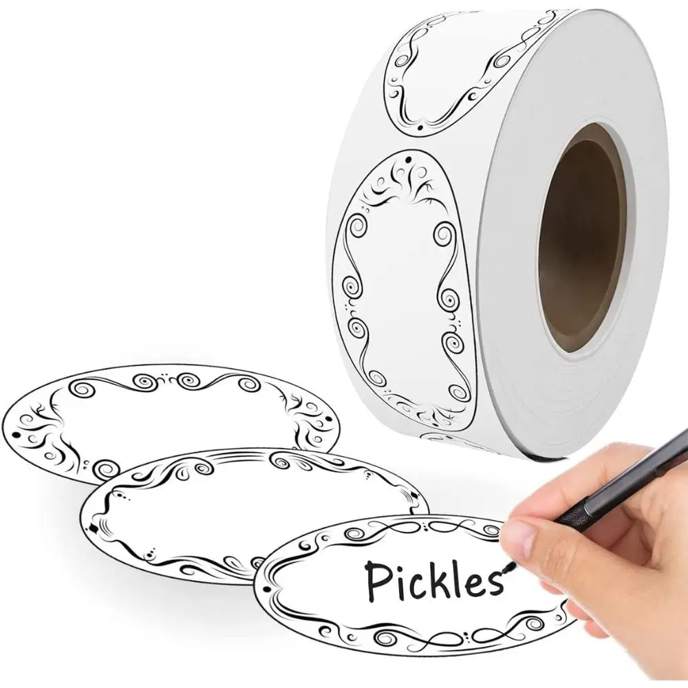 150 قطعة/لفة ملصقات البيضاوي ملصقات ذاتية اللصق جرة تعليب تخزين المواد الغذائية ملصقات قابلة للإزالة 1*2.25 بوصة ملصقات الزجاجات